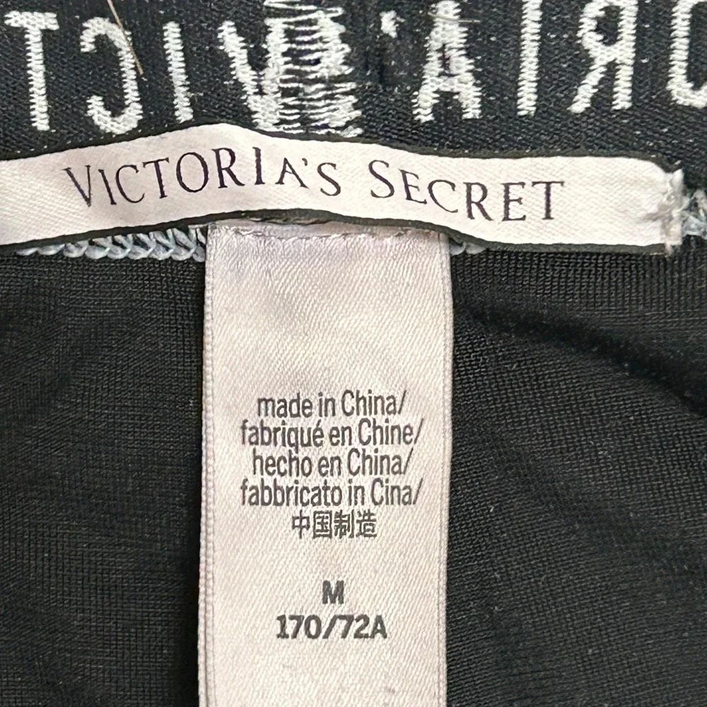 Victoria's Secret Shorts Womens Size M Black Crushed Velvet Logo Biker Lounge